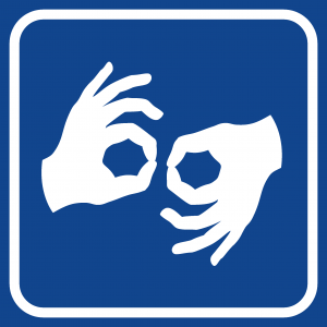 Ikona z symbolem tłumacza polskiego języka migowego