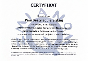 Certyfikat Beata Sobierajska
