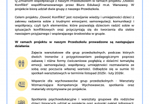 Plakat z opisem projektu "Oswoić konflikt"