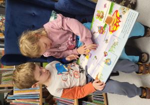 Dzieci oglądają wybrane przez siebie książki.