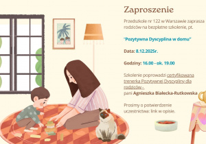 Zaproszenie na szkolenie dla rodziców w dniu 8.12.2025 o godzinie 16.00