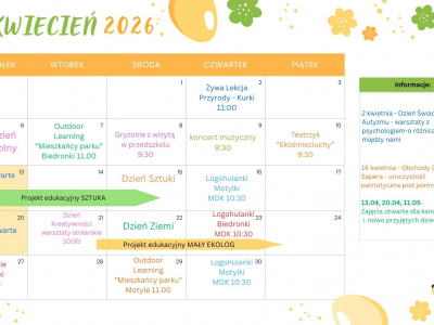 Kalendarz wydarzeń - kwiecień