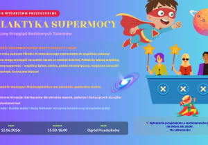 Plakat informacyjny o imprezie- pikniku rodzinnym w dniu 12.06.2026r w godzinach 15.30-18.00