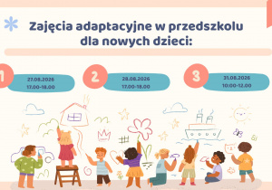 Informacja o dniach adaptacyjnych w przedszkolu.